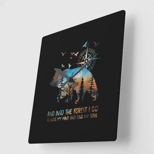 熊と森の中で私は気を失うために行き スクエア壁時計 (傾斜)