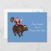 熊に乗るサンタクロース シーズンポストカード (正面/裏面)