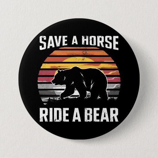 熊に乗る馬を救うゲイプライド・ベアー・コミュニティ 缶バッジ (正面)