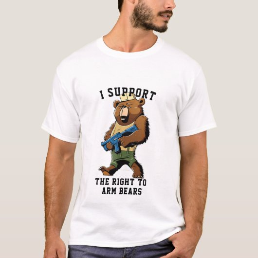 熊に武器を与える権利のTシャツ - 面白い支持のTシャツ Tシャツ (正面)