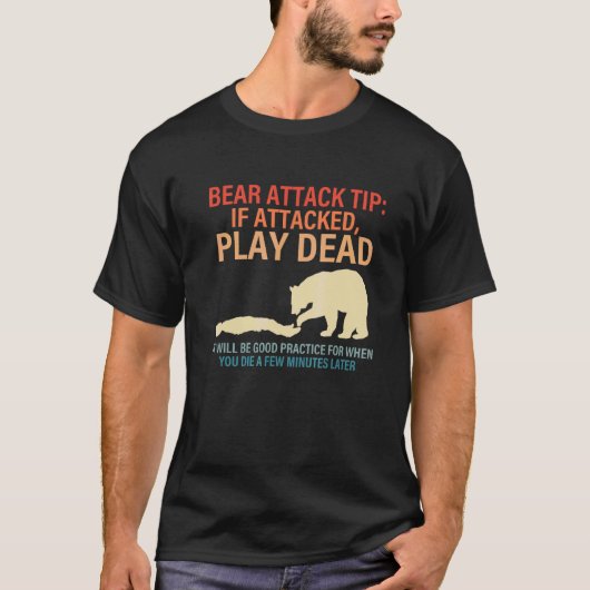 熊に襲われたら死んだふり クマ対策Tips Tシャツ (正面)