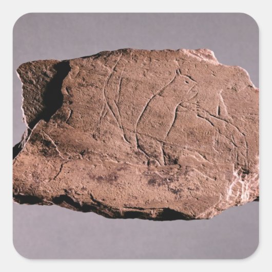 熊に襲われた男を描いた小石 スクエアシール (正面)