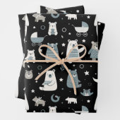 熊のお洒落家族のパターン ラッピングペーパーシート (インサイチュ)