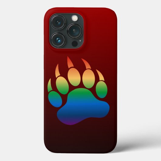 熊のプライドグラデーションカラーベアパウ ブラックケース Case-Mate iPhoneケース (裏面)