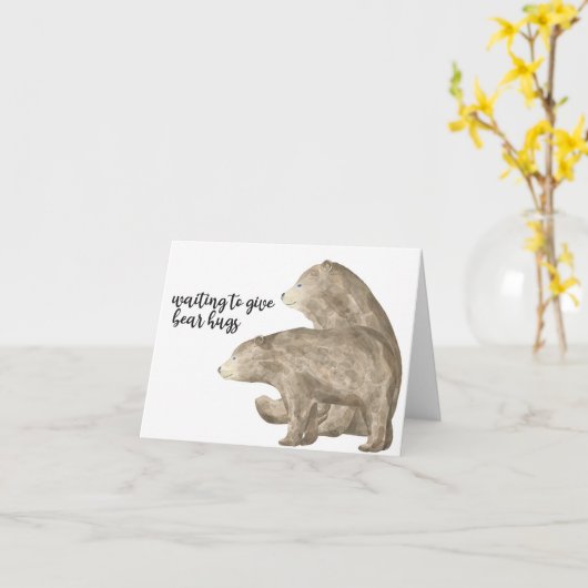 熊の与え抱きを待つ カード (黄色い花)