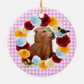 熊の子と母と蝶 セラミックオーナメント (裏面)