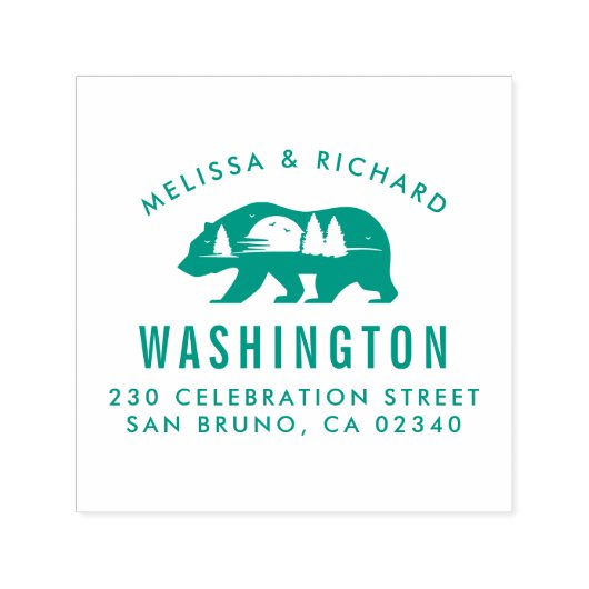 熊の山シルエット素朴名返却住所 セルフインキングスタンプ (デザイン)