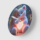 熊の抱擁 ラウンド壁時計 (傾斜)