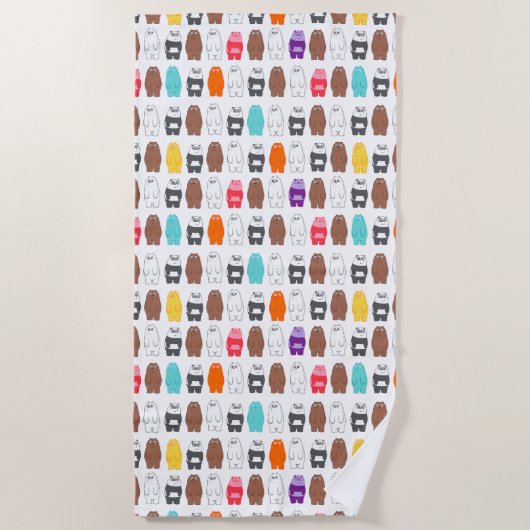 熊の熊のカラフル柄 ビーチタオル (正面)