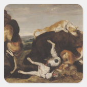 熊の狩りまたは犬と熊の戦い スクエアシール (正面)