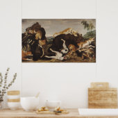 熊の狩りまたは犬と熊の戦い ポスター (キッチン)