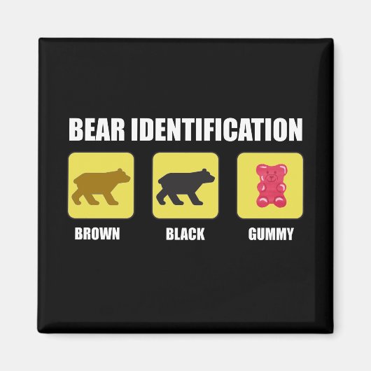 熊の識別おもしろい マグネット (正面)