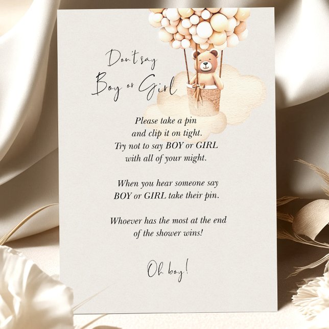 熊の赤ちゃんシャワーのゲーム言わない男の子または女の子 (クリエイターアップロード済み)