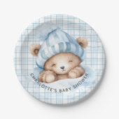 熊の赤ちゃんシャワーを嗅ぎ回る ペーパープレート (正面)