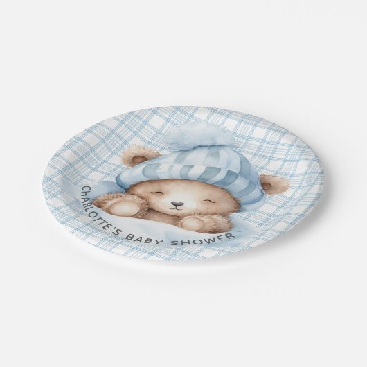 熊の赤ちゃんシャワーを嗅ぎ回る ペーパープレート (アングル)