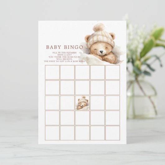 熊の赤ちゃんシャワービンゴゲームを寄り添う 招待状 (スタンド正面)