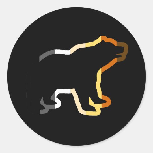 熊の輪郭 ラウンドシール (正面)