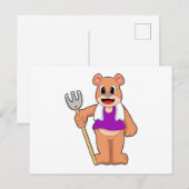 熊の農夫がレーキを持って ポストカード (正面/裏面)