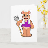 熊の農夫が鍬を持つ カード (黄色い花)