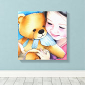 熊を抱き締める キャンバスプリント (インサイチュ (ウッドフロア))