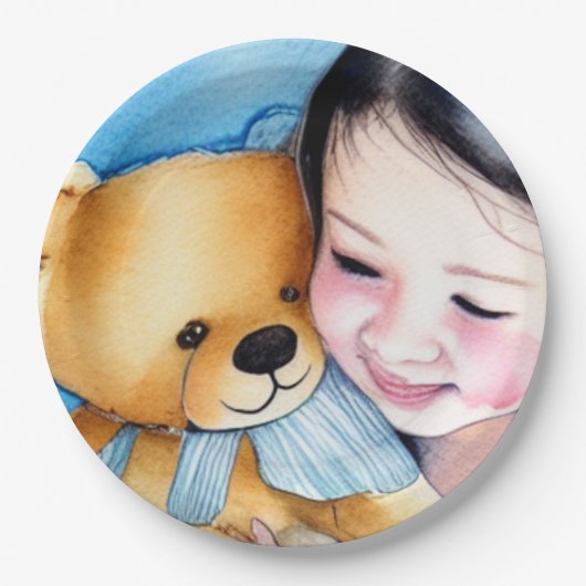 熊を抱き締める ペーパープレート (正面)