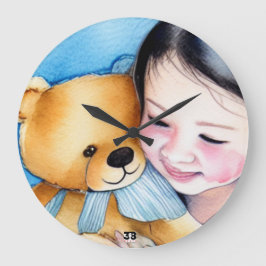 熊を抱き締める ラージ壁時計