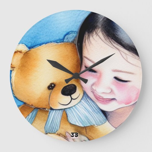 熊を抱き締める ラージ壁時計 (正面)