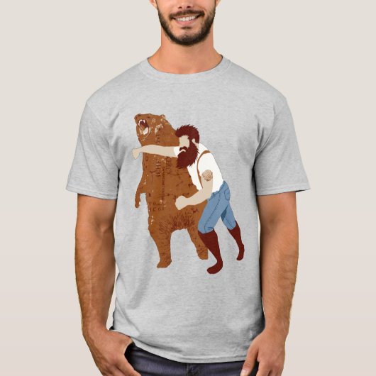 熊を殴る男 Tシャツ (正面)
