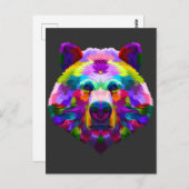 熊カラフルイラストレーション山林の動物 ポストカード (正面/裏面)