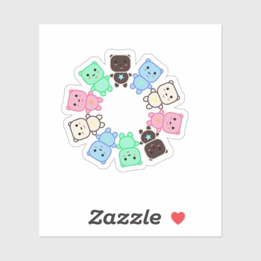 熊カラフル熊 シール (シート)