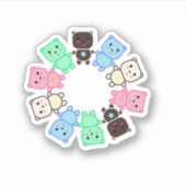 熊カラフル熊 シール (正面)