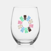 熊カラフル熊 ステムなしワイングラス (正面)