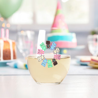 熊カラフル熊 ステムなしワイングラス