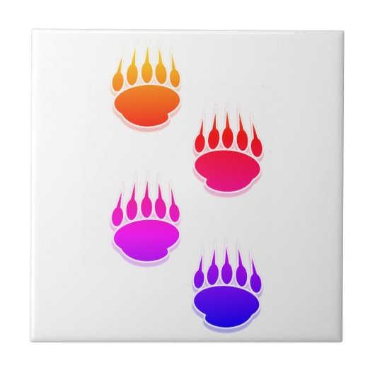 熊カラフル足印刷セラミックタイル タイル (正面)