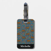 熊パーソナライズされた花柄 ラゲッジタグ (裏面縦)