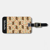 熊パーソナライズされた花柄 ラゲッジタグ (正面横)