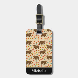 熊パーソナライズされた花柄 ラゲッジタグ
