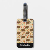 熊パーソナライズされた花柄 ラゲッジタグ (裏面縦)