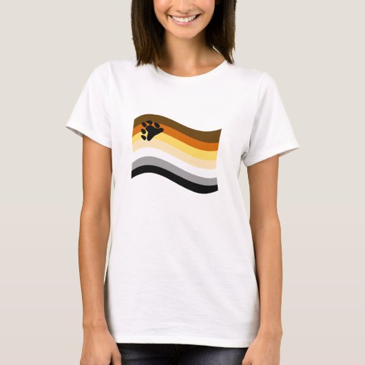 熊プライド パウ波状旗 Tシャツ (正面)