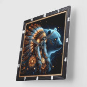 熊威厳のあるの霊と戦士の女 スクエア壁時計 (傾斜)