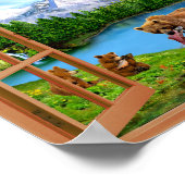 熊素晴らし荒野フェイクウィンドウポスター ポスター (角)