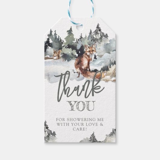 熊素朴と山ベビーシャワーの好意 ギフトタグ (正面)