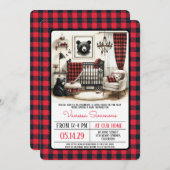 熊素朴子供部屋ベビーシャワー 招待状 (正面/裏面)