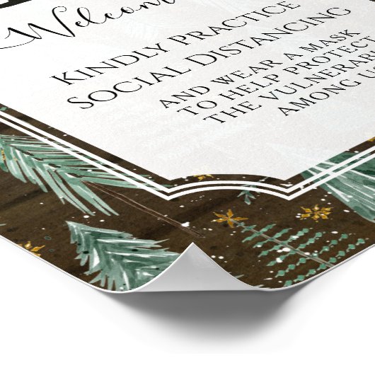 熊素朴小さな男の赤ちゃんシャワー社会的距離 ポスター (角)