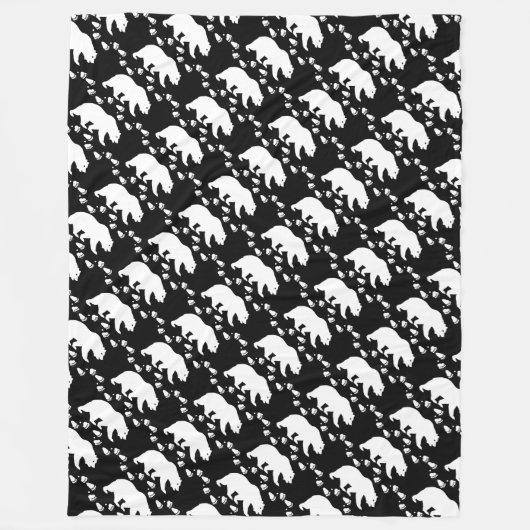 熊素朴跡の森の生物パターン フリースブランケット (正面)