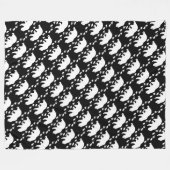 熊素朴跡の森の生物パターン フリースブランケット (正面(横))