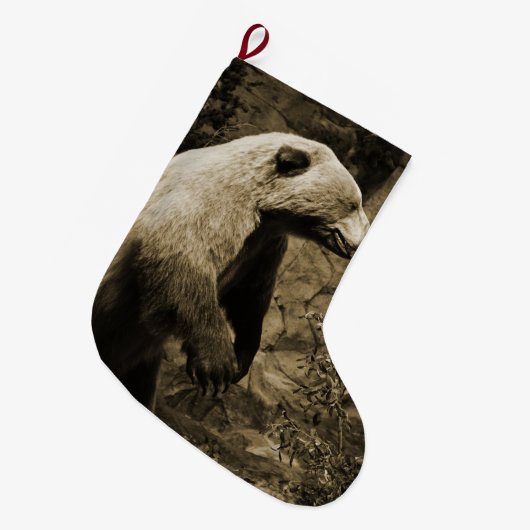 熊誇りを持った ラージクリスマスストッキング (正面 (吊り時))