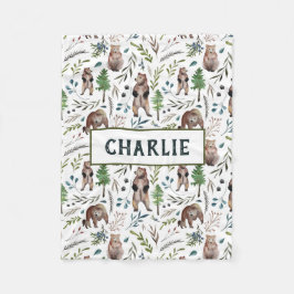 熊離れ木パーソナライズされた毛布 フリースブランケット