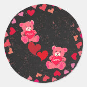 熊魅力的とハートのシール ラウンドシール (正面)