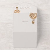 熊，ベージュ風船，熱気球，赤ちゃんシャワー オールインワン招待状 (外側)